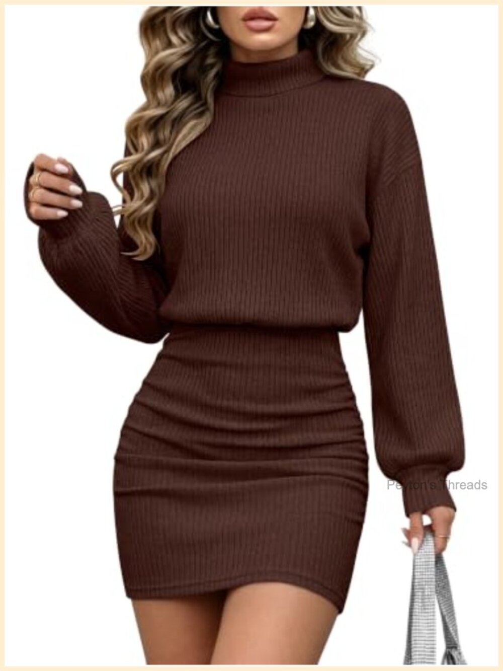 Turtleneck Long Sleeve Bodycon Mini Sweater Dress